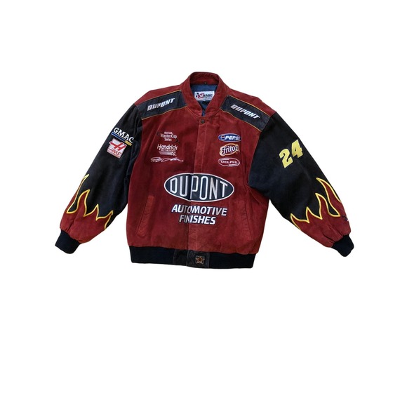 Vtg Chase Authentics Dupont Racing Jeff Gordon #24 Nascar Jacket Leather 2XL XXL